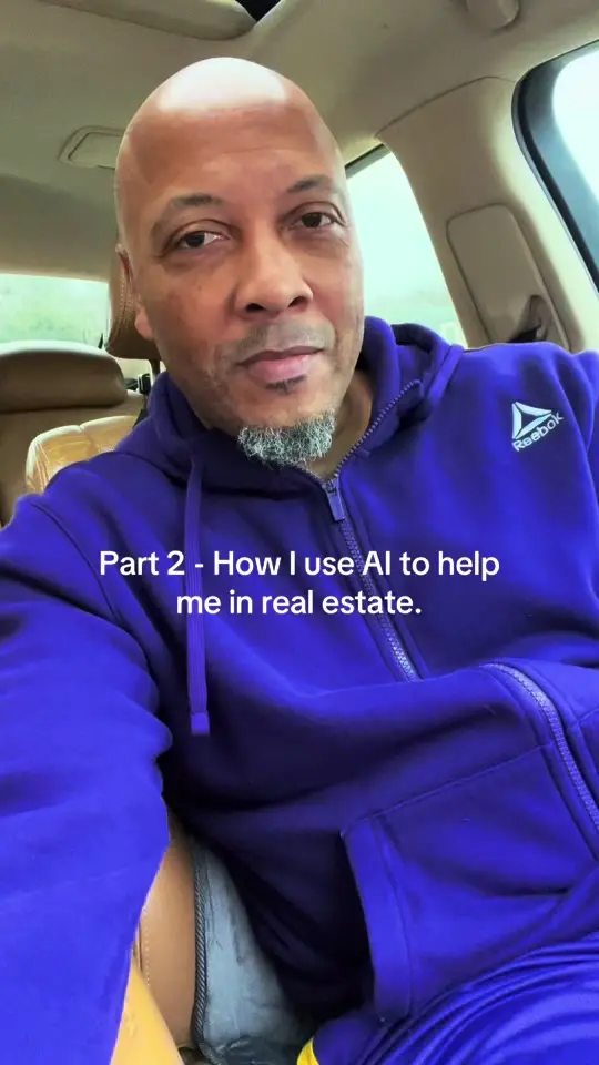 Cover image of Terry Carn's TikTok: the agent in a blue hoodie in a car, captioned 'Part 2 - How I use AI to help me in real estate'.